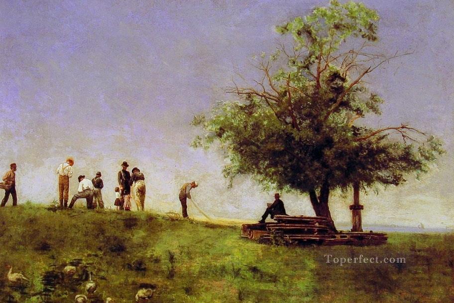 Mending the net Realism landscape Thomas Eakins Oil Paintings
